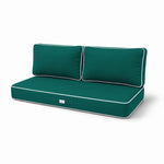 Conjunto de Cojines Premium 100x50 Verde Esmeralda - 1 Asiento + 2 Respaldos (Grueso 12cm & Passepoil)