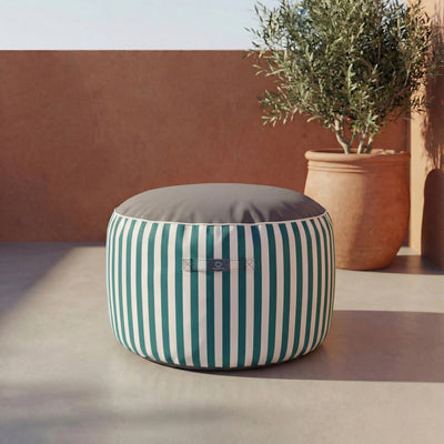 Pouf Rond Rayure Vert - Premium 270g - Hauteur 40cm Diamètre 70cm