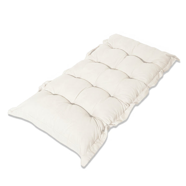 Coussin banc et sol capitonné 120x60 Blanc Cassé avec liens d'attache, sur fond blanc
