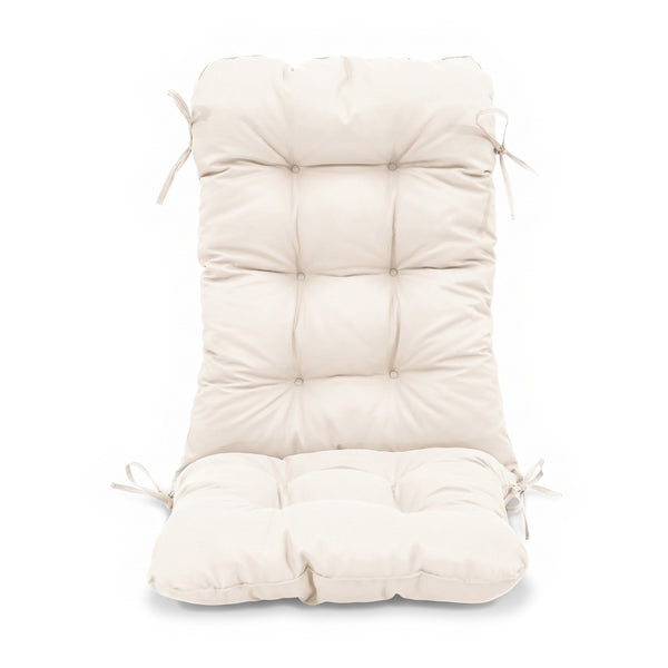 Coussin chaise dossier haut 120x50 Blanc Cassé capitonné avec liens d'attache, vue de face