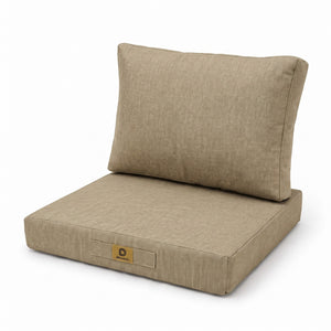 Ensemble Coussins Fauteuil 50x50 Beige - Effet Lin & Déhoussable (Assise + Dossier)