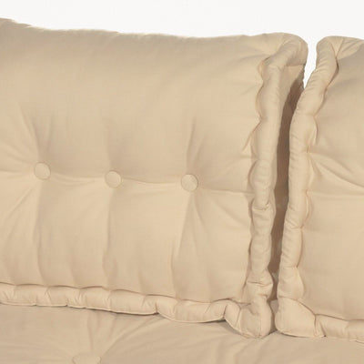 Kit de coussins Deco Arts palette Europe 120x80 cm beige clair avec assise épaisse 20 cm et deux dossiers pour fauteuils et canapés.