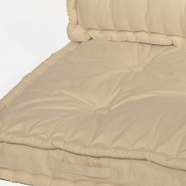 Kit de 3 coussins palette Deco Arts, assise et dossiers capitonnés beige clair 120x80cm, épaisseur 20cm pour fauteuils et canapés