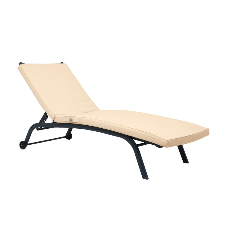 Coussin Bain de Soleil - Matelas pour Transat Dehoussable- 185x60x5cm - Beige - Deco-arts.fr