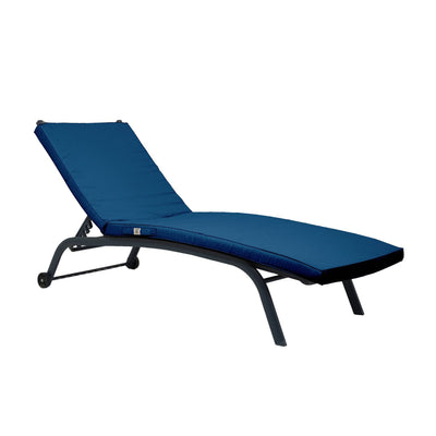 Matelas bain de soleil 185x60 cm Deco-arts.fr, bleu pétrole, déhoussable et imperméable pour transat.