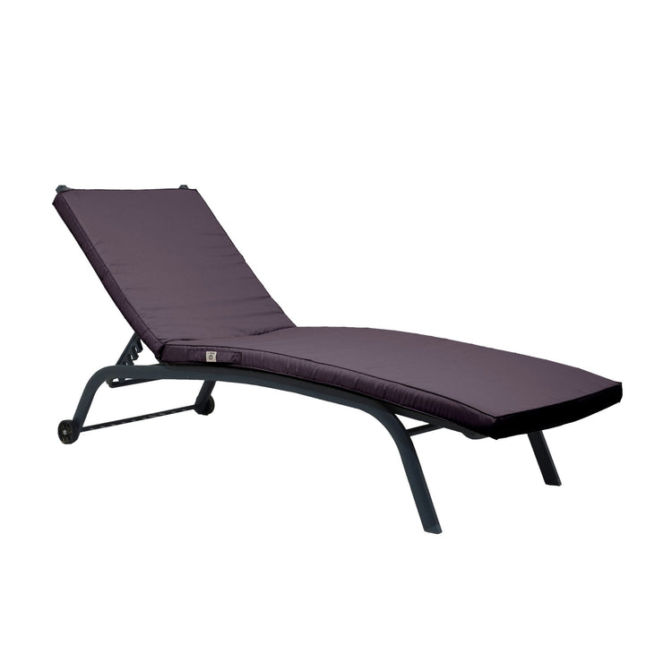 Coussin Bain de Soleil - Matelas pour Transat Dehoussable- 185x60x5cm - Gris carbone - Deco-arts.fr