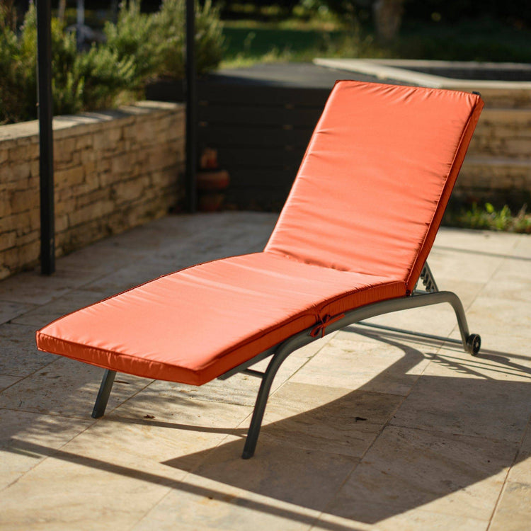 Coussin Bain de Soleil Terracotta - Matelas pour Transat Déhoussable - 185x60x5cm - Deco-arts.fr