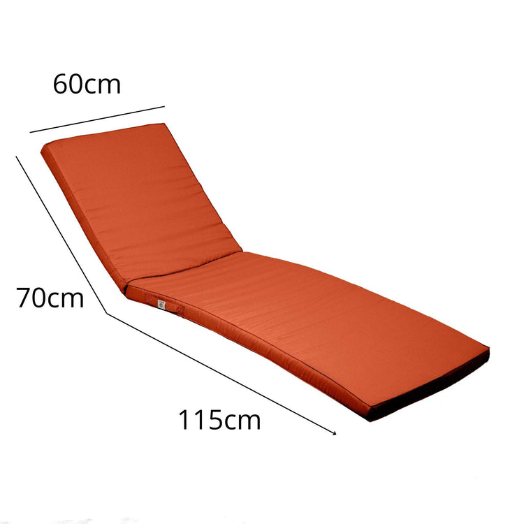 Coussin Bain de Soleil Terracotta - Matelas pour Transat Déhoussable - 185x60x5cm - Deco-arts.fr