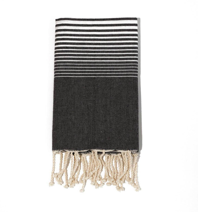 Fouta en coton miami 100x200cm bleu marine - Deco-arts.fr