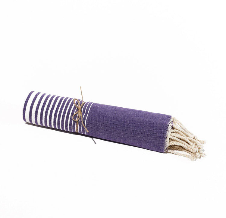 Fouta en coton miami 100x200cm violet - Deco-arts.fr