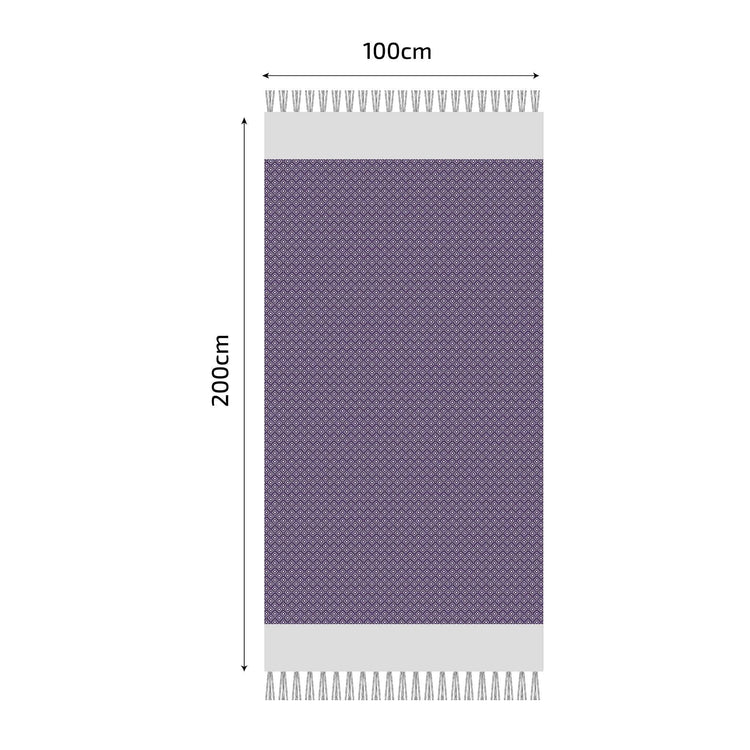 Fouta en coton petit losange 100x200cm violet - Deco-arts.fr