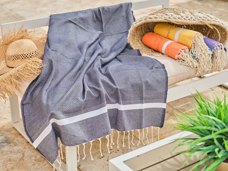 Fouta en coton tissage nid d&