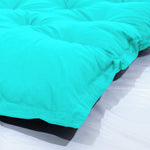 Matelas de sol XXL 195x100 cm bleu Caraïbes, 15 cm d'épaisseur, pour fauteuils et canapés, adapté pour jeux et lits d'appoint.