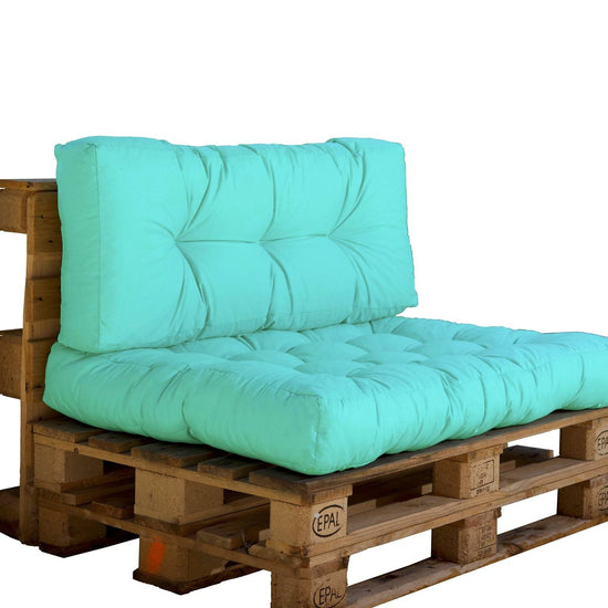 Ensemble de coussins Palette vert mint 120x80cm pour fauteuils et canapés, imperméables, épaissis à 15cm, résistant aux UV.