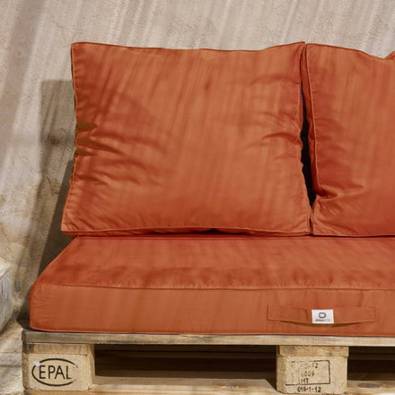 Kit de Cojines para Palé con Funda Extraíble 120x80 Terracota - Impermeable & Extérieur (1 Asiento + 2 Respaldos)