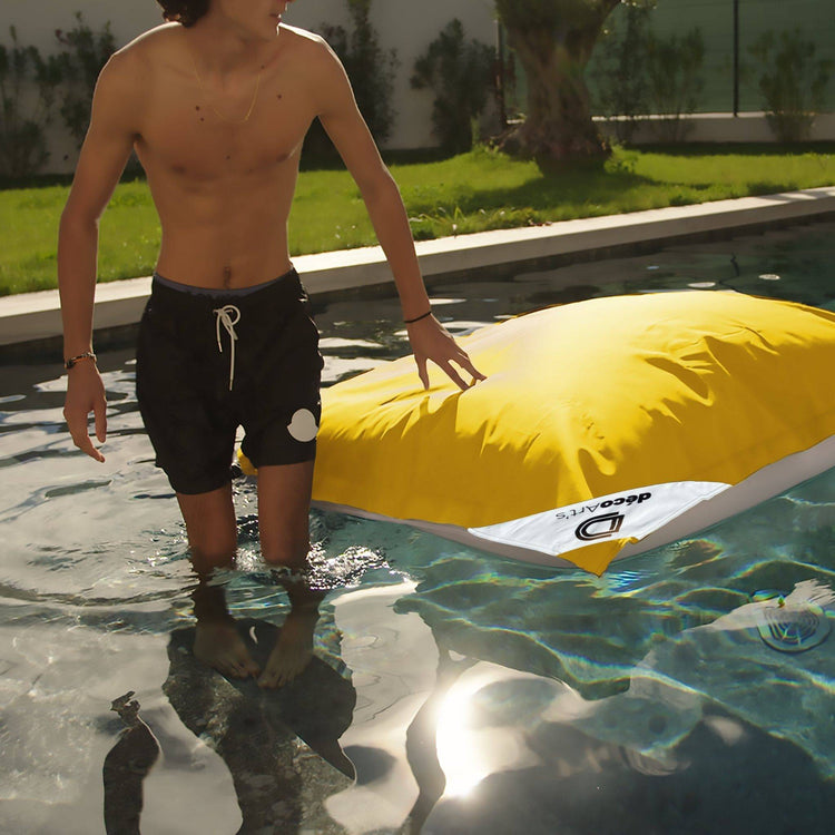 Housse pour Pouf Géant XXL 180x140cm Flottant pour Piscine - Jaune miel - Deco-arts.fr