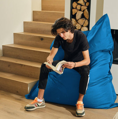 Housse de pouf géant XXL 180x140 cm en bleu pétrole pour salon et jardin, déhoussable, adaptée à un beanbag Deco-arts.fr