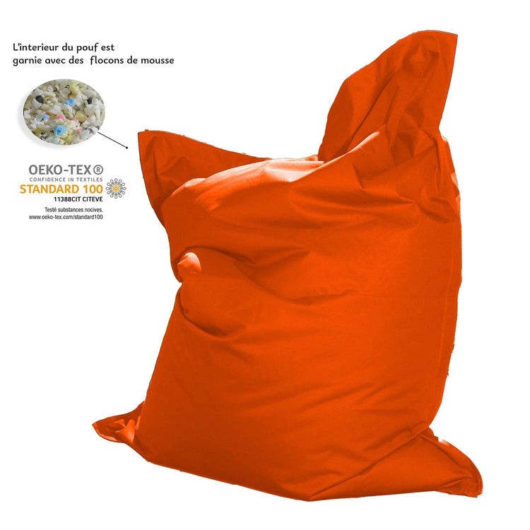 Pouf Géant XXL Intérieur et Extérieur, Déhoussable, Salon, Jardin, Deco Arts Orange - Deco-arts.fr