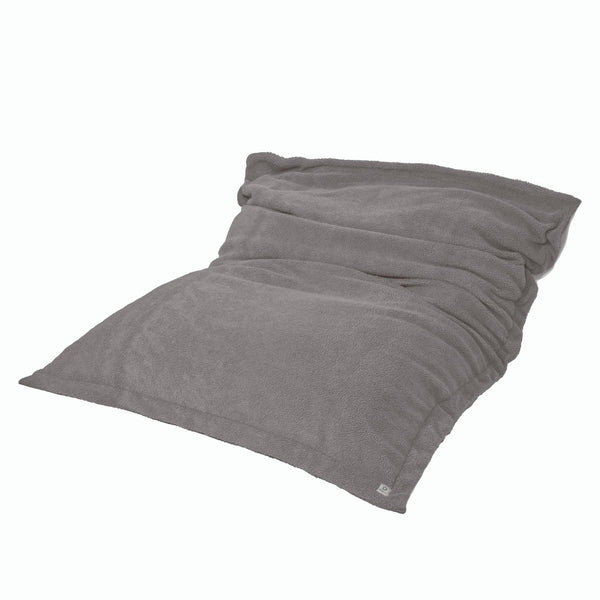 Pouf Intérieur XXL Housse Sherpa (Effet Mouton) Garnissage en flocon de mousse 190x155cm - Gris argent - Deco-arts.fr