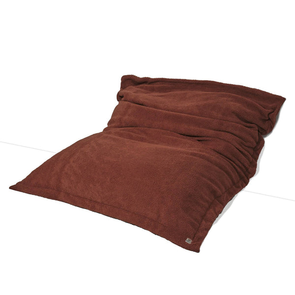 Pouf Intérieur XXL Housse Sherpa (Effet Mouton) Garnissage en flocon de mousse 190x155cm - Terracotta - Deco-arts.fr