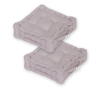 Lote de 2 Cojines de Suelo 40x40 Gris Guijarro - Grueso 12cm & Asa de Transporte
