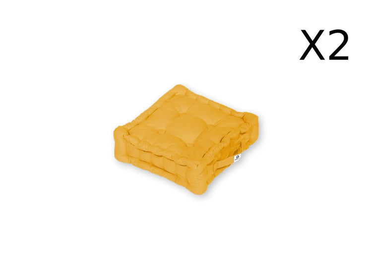 Coussin de sol lot de 2 - 40 x 40 cm Jaune Miel - Deco-arts.fr