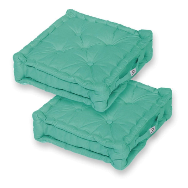 Coussin de sol lot de 2 - 50 x 50 cm Bleu Caraibes - Deco-arts.fr