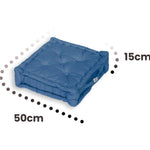 Coussin de sol lot de 2 - 50 x 50 cm Bleu Petrole - Deco-arts.fr