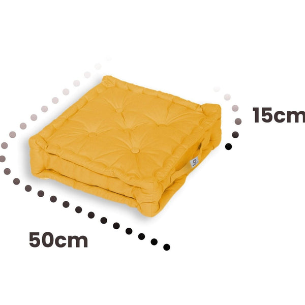 Coussin de sol lot de 2 - 50 x 50 cm Jaune - Deco-arts.fr