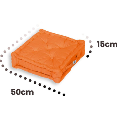 Coussin de sol lot de 2 - 50 x 50 cm Orange - Deco-arts.fr