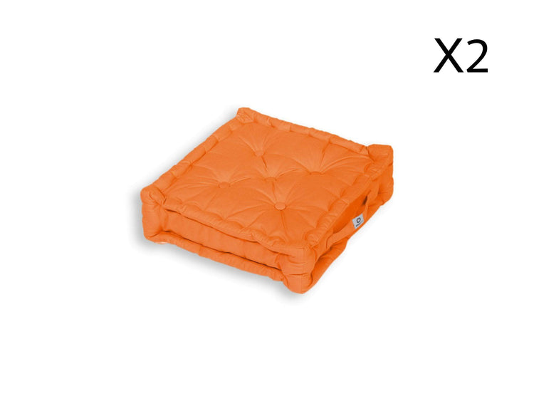 Coussin de sol lot de 2 - 50 x 50 cm Orange - Deco-arts.fr