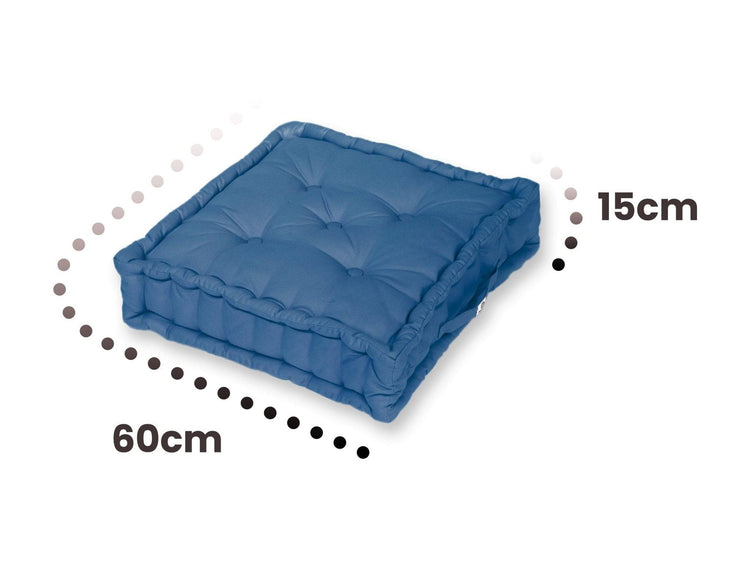 Coussin de sol lot de 2 - 60 x 60 cm Bleu Petrole - Deco-arts.fr