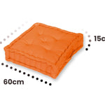 Coussin de sol lot de 2 - 60 x 60 cm Orange - Deco-arts.fr