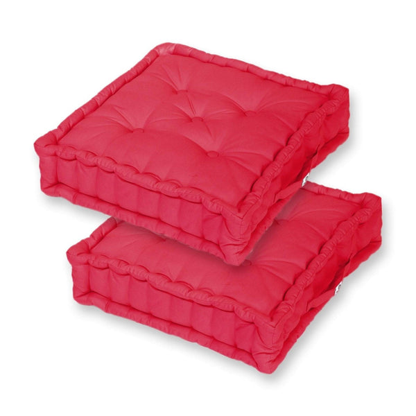 Coussin de sol lot de 2 - 60 x 60 cm Rouge Piment - Deco-arts.fr