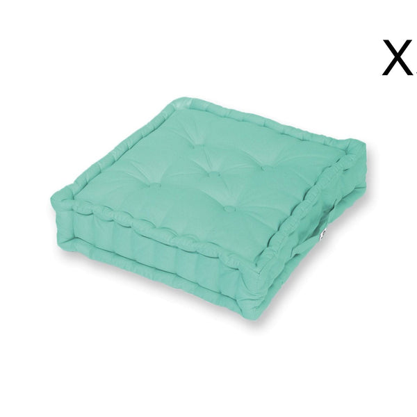 Lot de 2 coussins de sol décoratifs Deco Arts, 60 x 15 cm, vert mint, idéale pour la décoration intérieure.