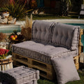 Kit Coussins Palette Europe 120x80 Gris Galet - Assise XXL Épaisse 20cm (1 Assise + 2 Dossiers)