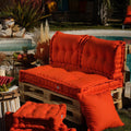 Kit Coussins Palette Europe 120x80 Orange - Assise XXL Épaisse 20cm (1 Assise + 2 Dossiers)