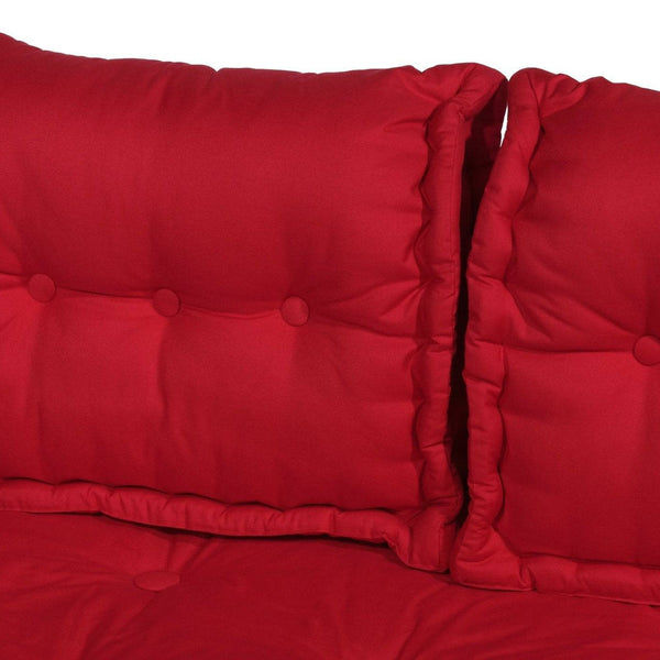 Kit de coussins palette Deco Arts rouge piment pour fauteuils, assise XXL épaisse 20cm, comprenant 1 assise et 2 dossiers.