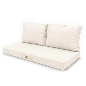 Ensemble Coussins Salon Jardin 120x60 Blanc Cassé - Déhoussable & Anti-UV (1 Assise + 2 Dossiers)