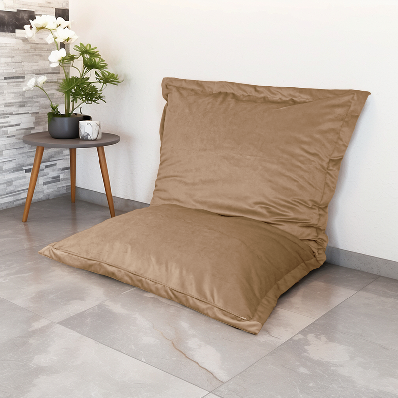 Puf Cojín Gigante XL 150x100 Beige - Terciopelo y Espuma (Lujo y Confort)