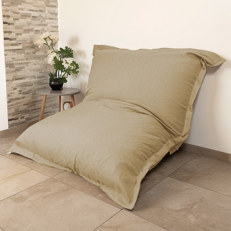 Puf Gigante XXL 190x155 Beige - Efecto Lino y Espuma (Sofá de Suelo de Diseño)