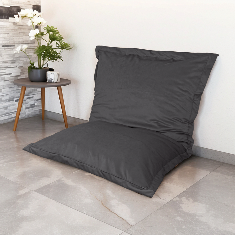 Puf Cojín Gigante XL 150x100 Gris Oscuro - Terciopelo y Espuma (Lujo y Confort)