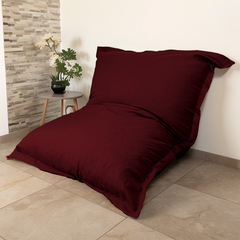 Pouf Géant XXL 190x155 Prune - Effet Lin & Mousse (Canapé de Sol Design)