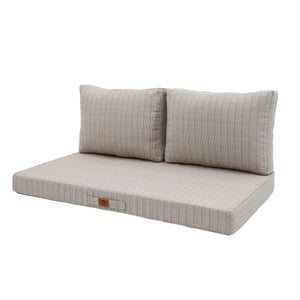 Ensemble Coussins Salon Jardin 100x50 Beige Chiné Noir - 1 Assise + 2 Dossiers (Premium 270g)