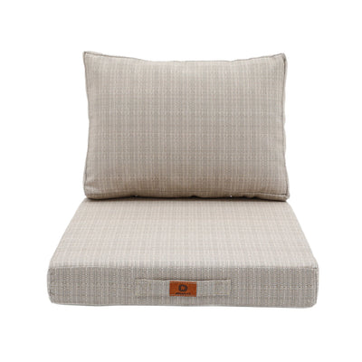 Détail tissu coussin beige chiné noir