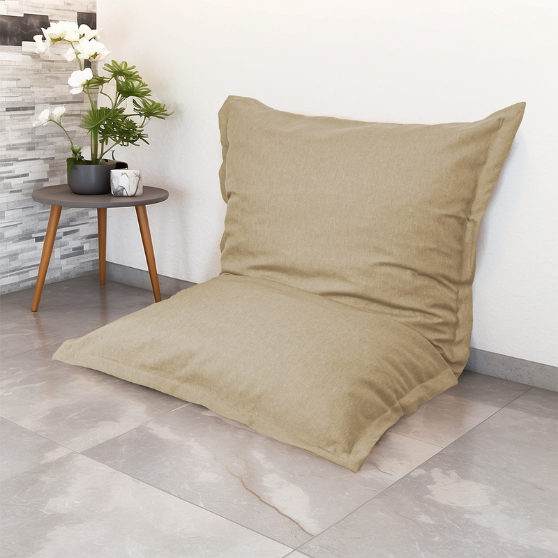Puf Cojín Gigante XL 150x100 Beige - Efecto Lino y Espuma (Salón Elegante)