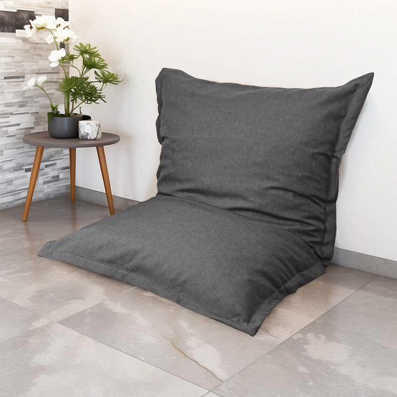 Puf Cojín Gigante XL 150x100 Gris Chiné - Efecto Lino y Espuma (Salón Elegante)