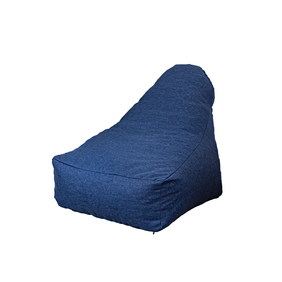 Sillón Puf XXL 120x90 Azul Índigo, tejido efecto lino