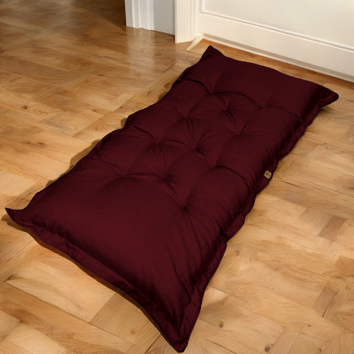 Futón de Suelo XXL Efecto Lino 195x100 Ciruela – Grueso 15cm (Cama Supletoria & Détente)
