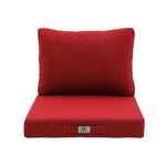 Ensemble de coussins de salon jardin 60x60 cm rouge bordeaux, pour fauteuils et canapés, avec assise et dossier, Deco-arts.fr